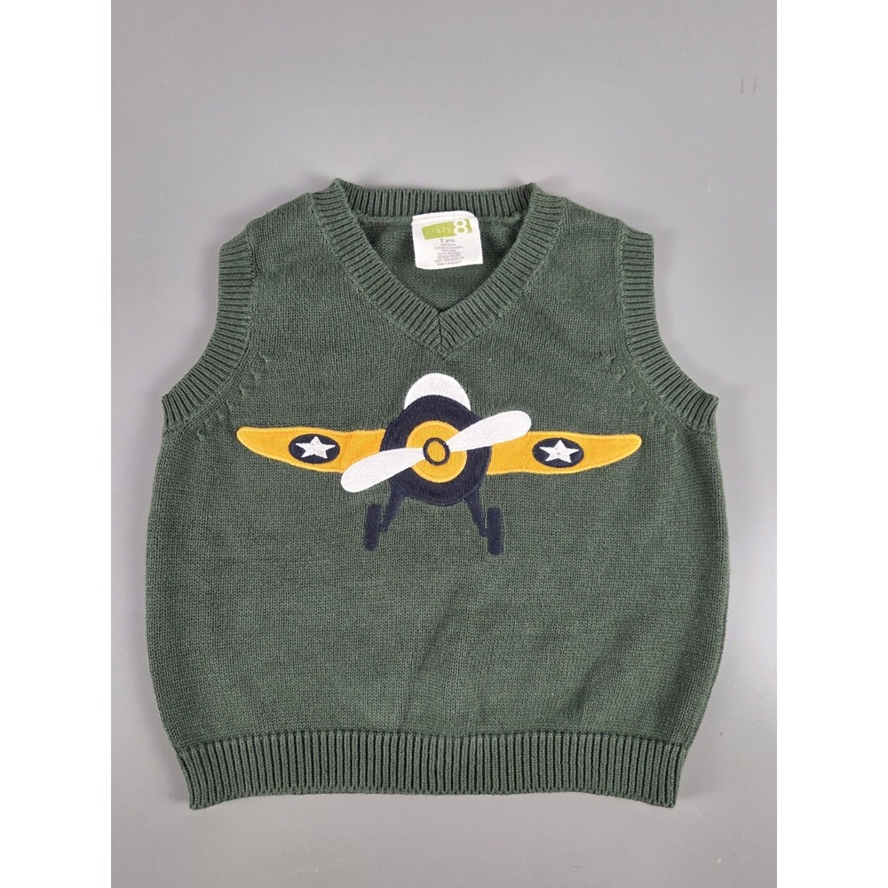 Crazy 8 - Toddler Sz 2  Sweater Vest  100% Cotton  Airplane Embroidered